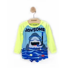 Conjunto Menino Camiseta Sunga UV Tubarão Óculos - Fakini