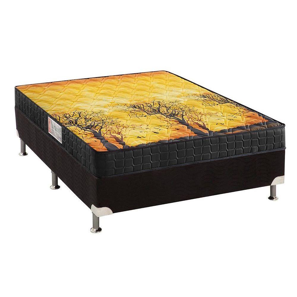 Cama Box Casal: Colchão Espuma Anjos D28/EP Anatômico Pantanal + Base CRC Suede Black(138x188)