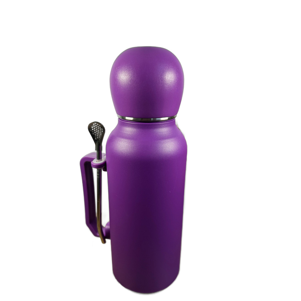 Garrafa Térmica 1,3L-Chimarrão/Tereré –Cuia e Bomba Roxa