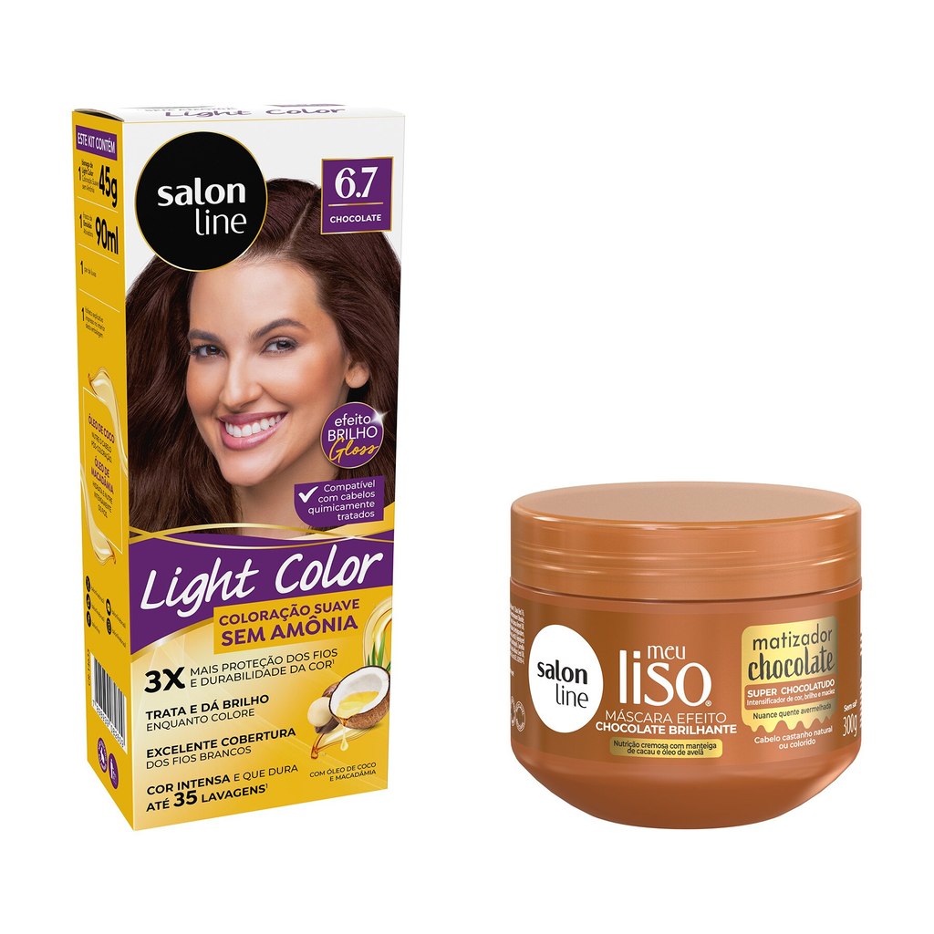 Kit Chocolate Light Color 6.7 + Máscara Matizadora Meu Liso 300g