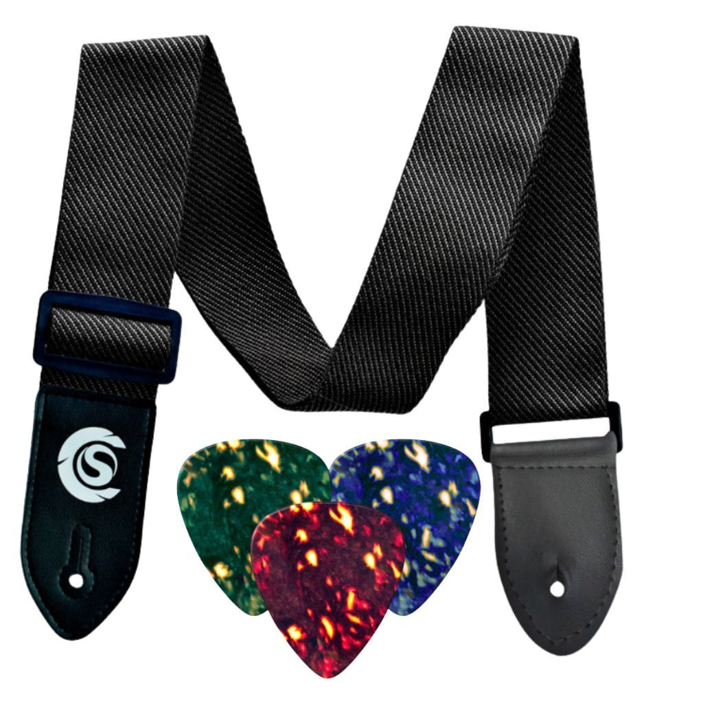 Imagem Correia Premium + 3 Palhetas Para Violão Viola Ukulele Cavaquinho Guitarra Contra Baixo