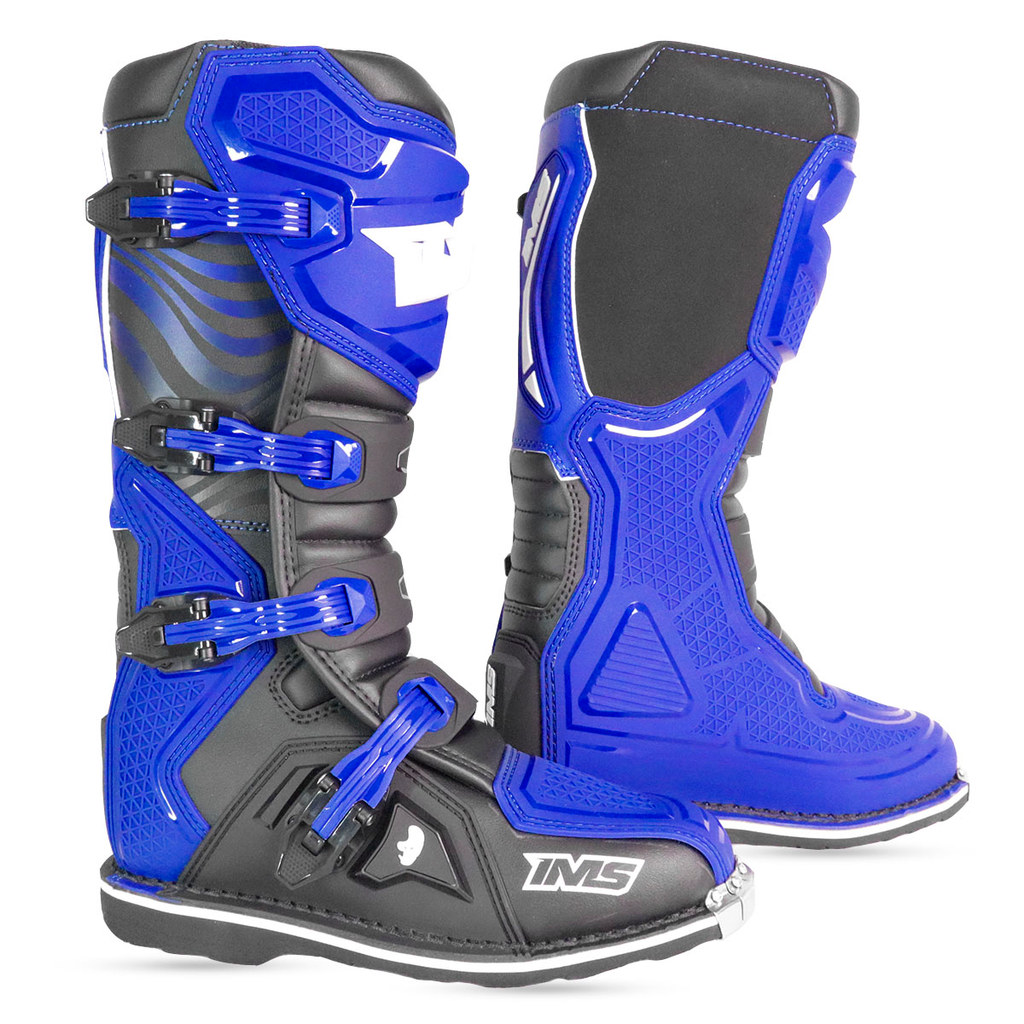 Bota Ims Robust Preto/Azul Bico Aço Trilha Motocross