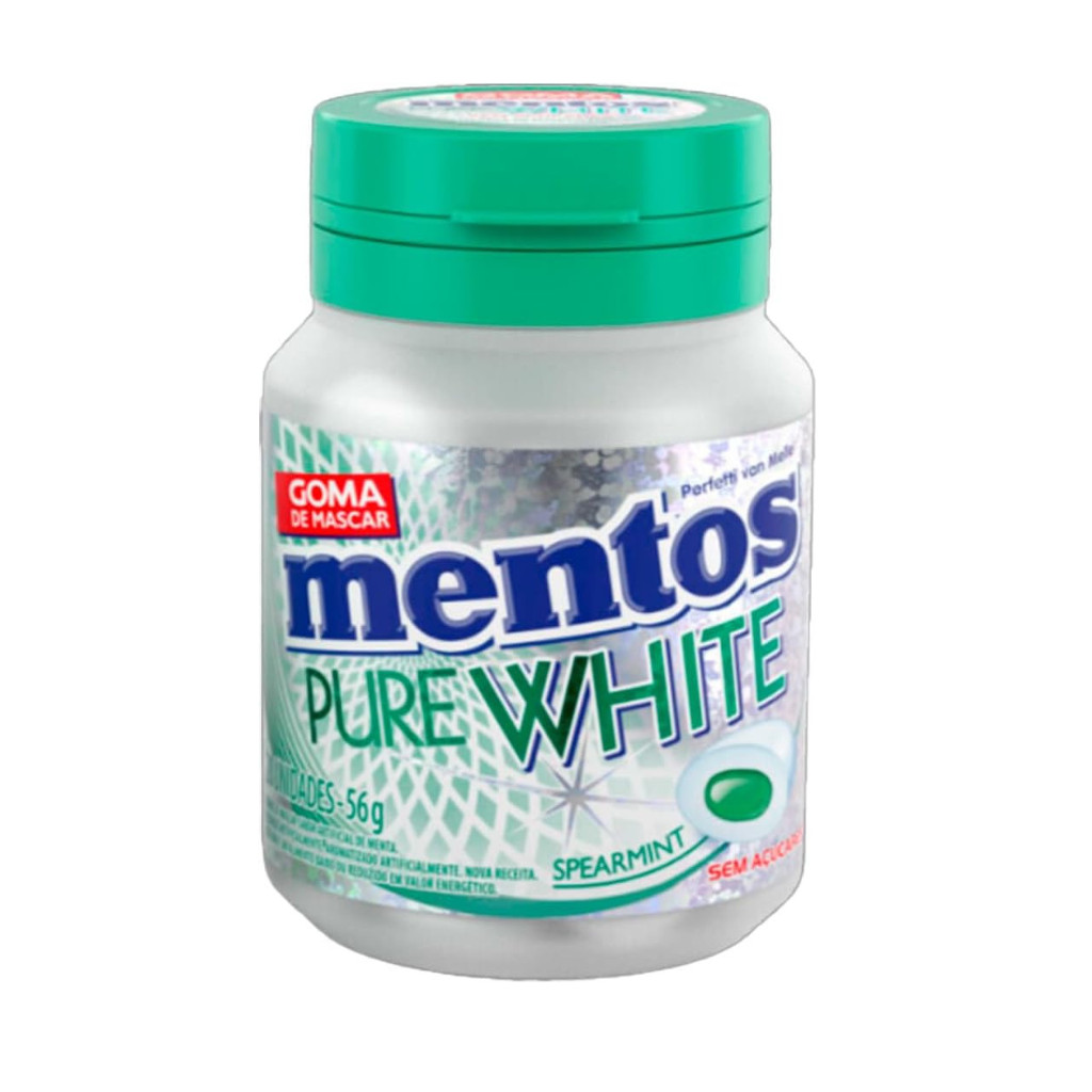 Chiclete Pure White Spearmint Pote Mentos 56g