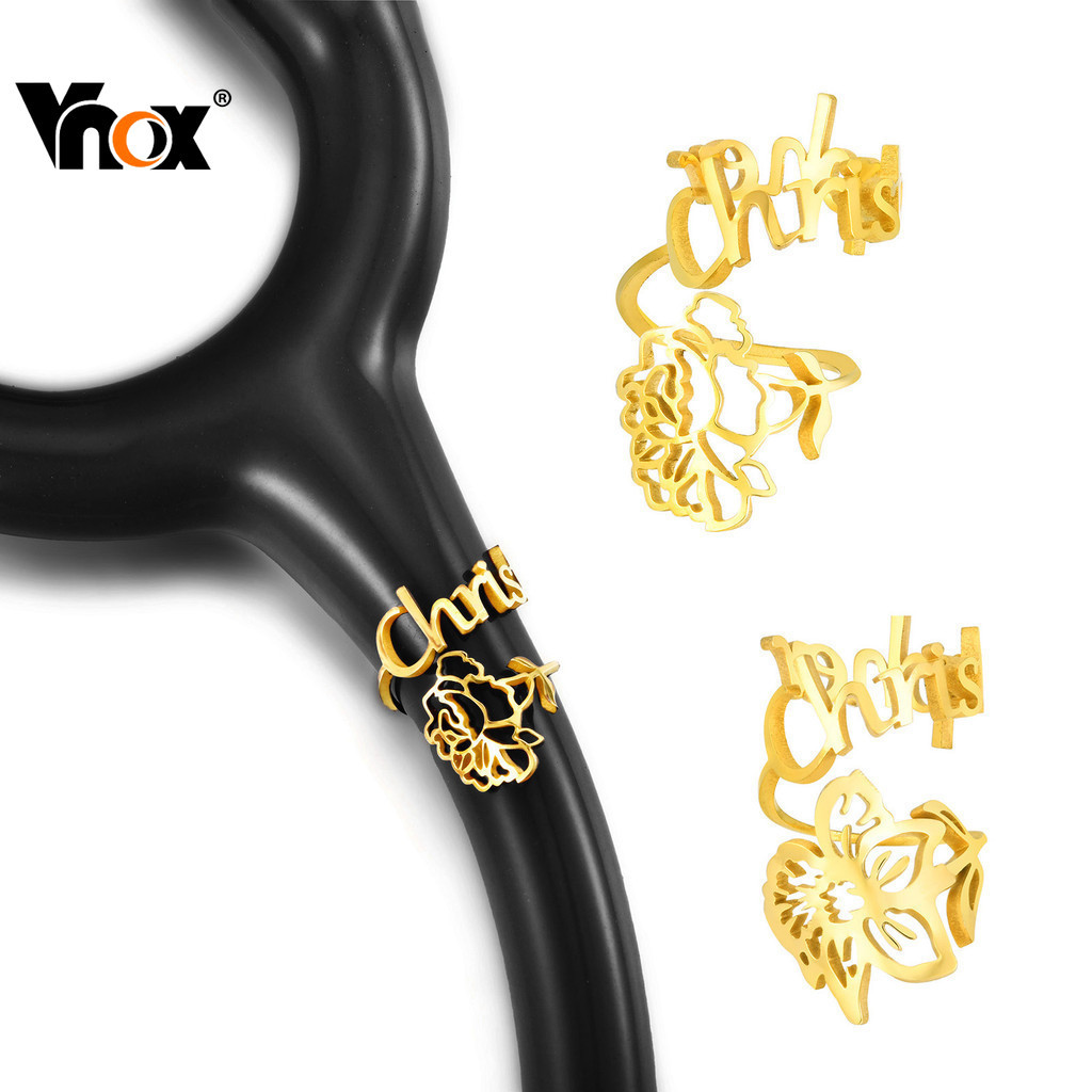 Vnox 18K Gold Estetoscópio Nome Tag Personalizado  Encantado Id RN-Acessórios Para Presente Enfermeira  Doutor em Oferta na Shopee
