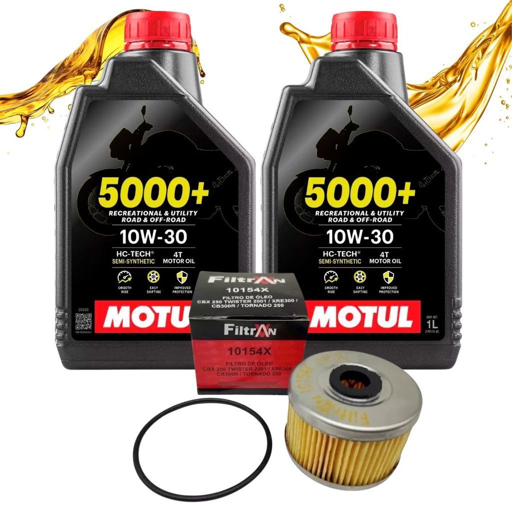 KIT TROCA OLEO 2l MOTUL 5000+ 10W30 4T TWISTER 2016 A 2022 XRE 300 CB 300R TORNADO + 1 FILTRO