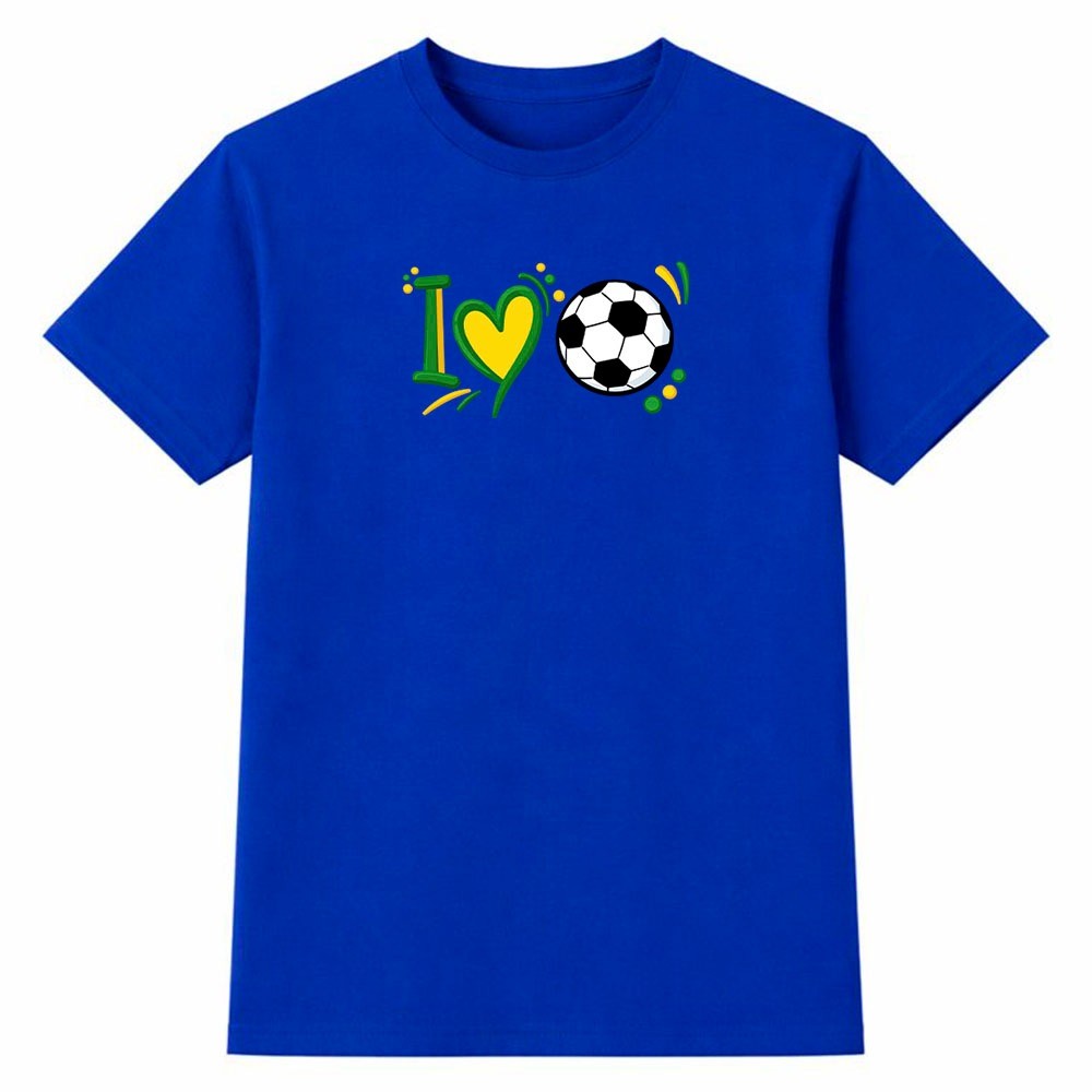 Camiseta Masculina 100% Algodão Futebol Brasil Copa do Mundo Amor ao Futebol Seleção Moda Casual