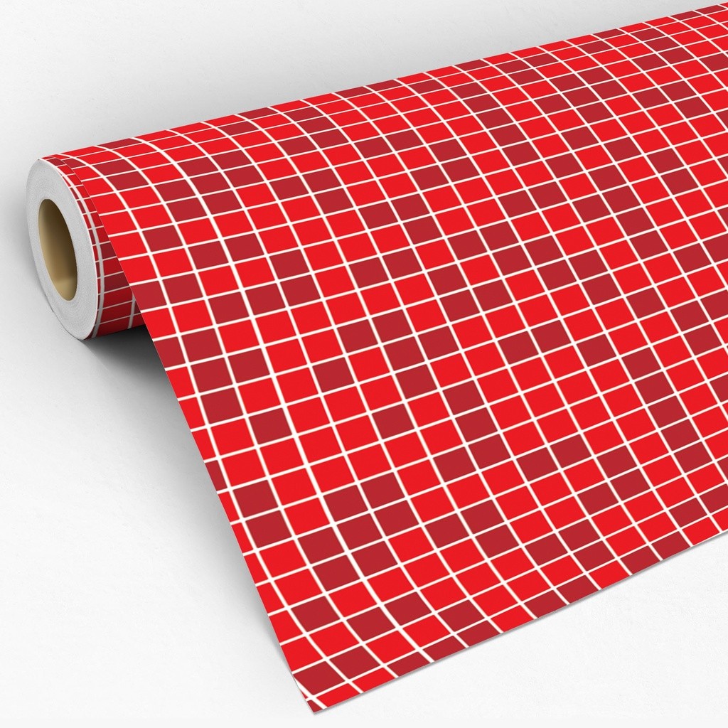 Papel de Parede Adesivo Pastilhas Azulejo Para Cozinha e Banheiro Quadrado Tons De Vermelho 3 Metros