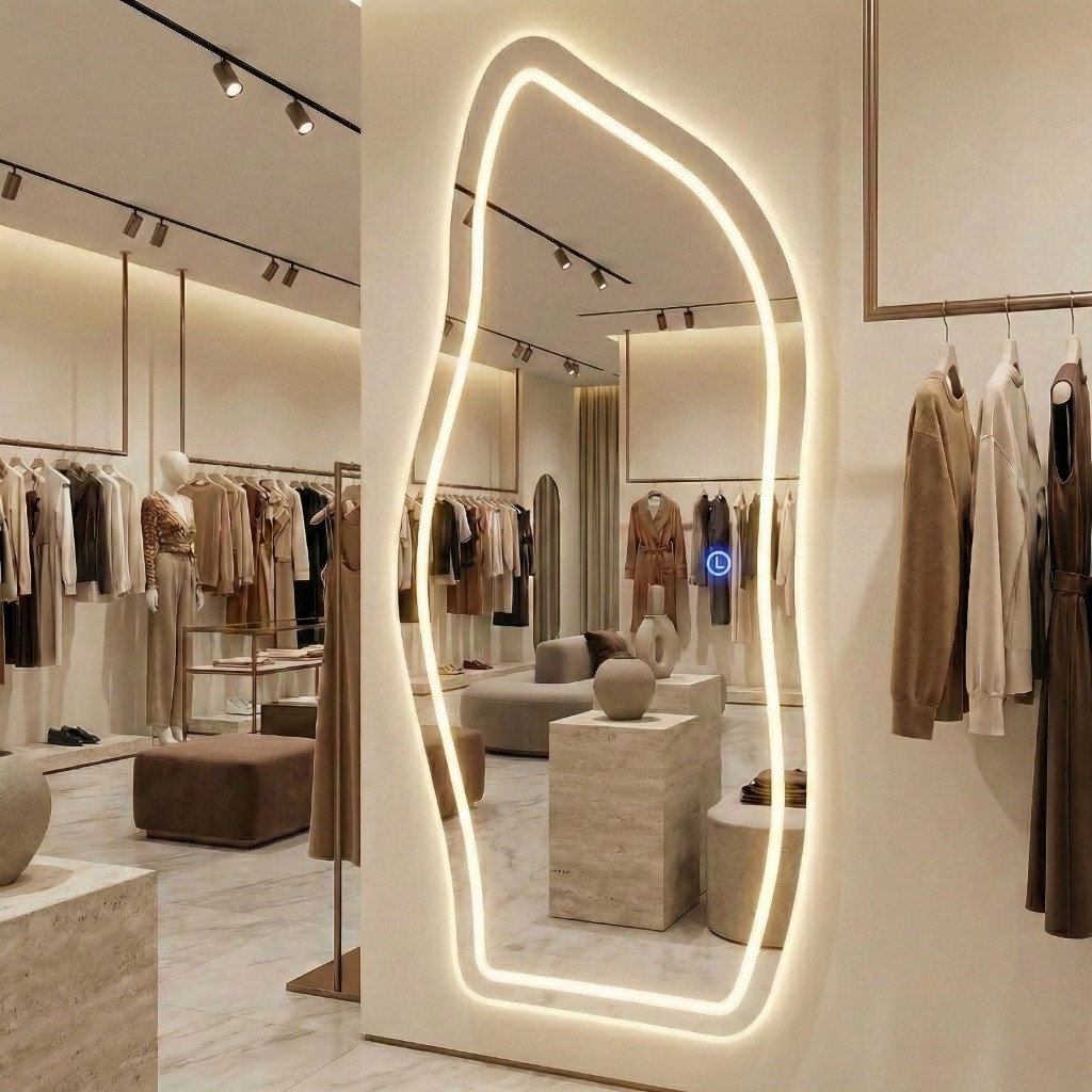 Espelho Orgânico Magnus 170x70cm LED 3 Cores Grande Corpo Inteiro Tendência Pinterest em Oferta na Shopee