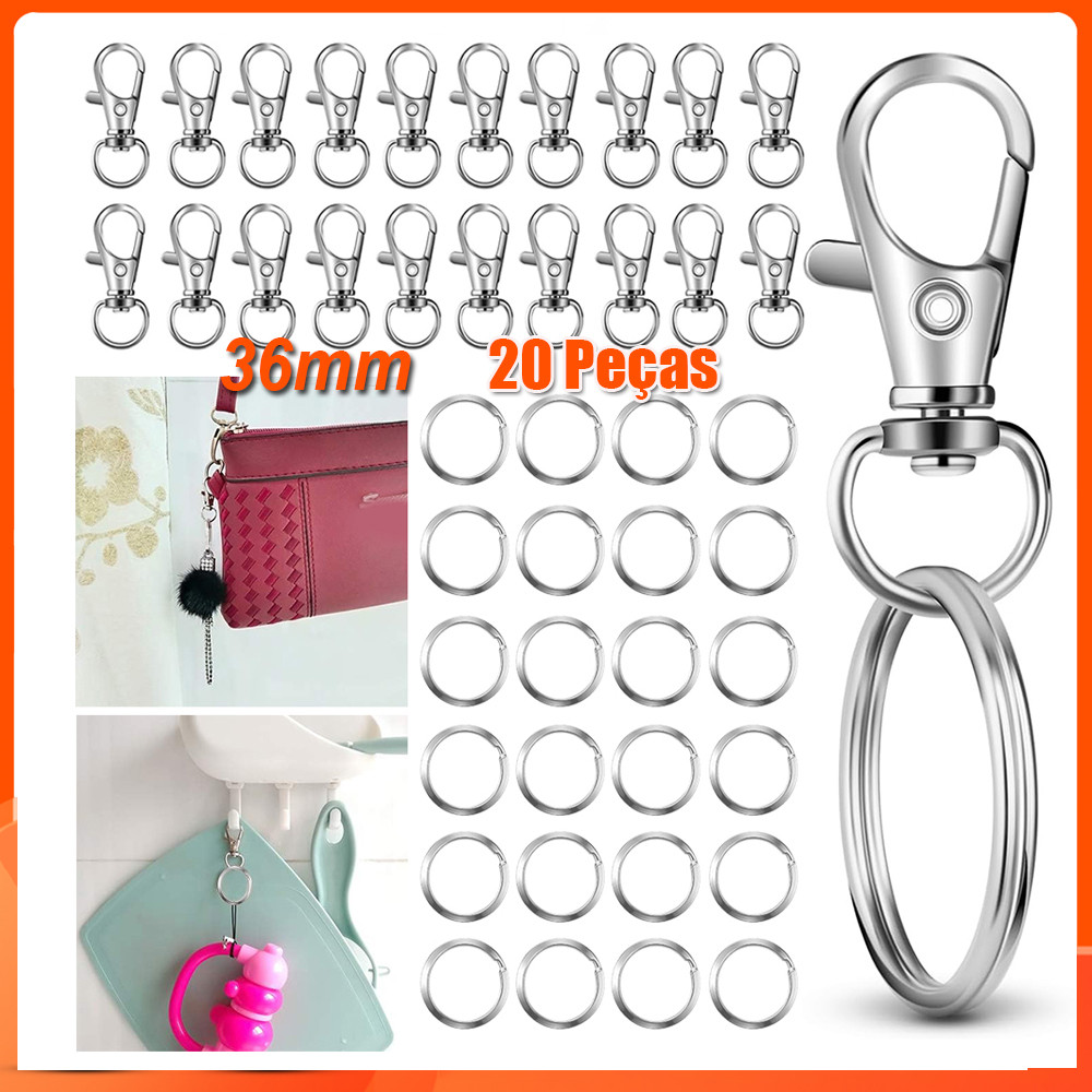20 peças 36mm Argola para chaveiro de ganchos de chaveiro de faça você mesmo chaveiro joias acessórios de fivela Prata