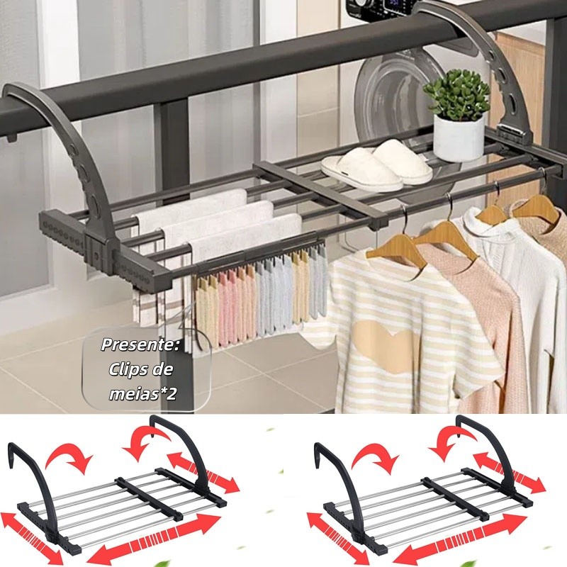 Varal Portátil Para Janela Parede Retrátil Para Apartamento Secador De Roupas - 50x33CM em Oferta na Shopee