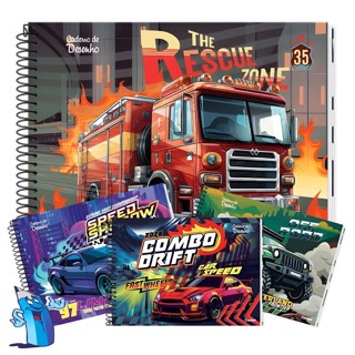CADERNO DE DESENHO CARROS CAPA DURA 80 FOLHAS MASCULINO CREDEAL em Oferta na Shopee