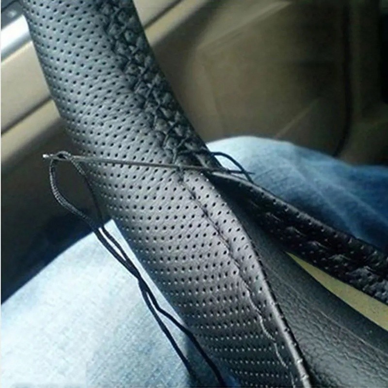 Capa de Volante Carro Costurada em Couro Ecológico Furadinho e Liso em Oferta na Shopee