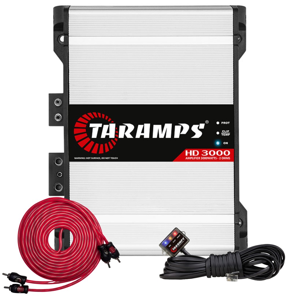 Módulo Amplificador HD 3000 2 Ohms Classe D 1 Canal 3000W RMS Taramps + Cabo RCA Injetado