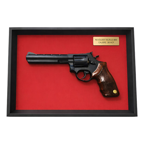 Quadro Decorativo Revolver 889 Cal.38 Acp - Feito em Resina - Decoração Moderna - 3D - Com Ganchos