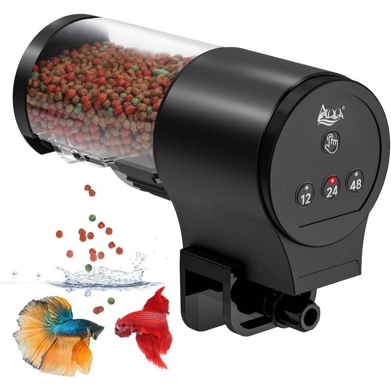 Alimentador Automático com Timer Programável Aquário Para Peixe Tartaruga Bateria Lítio Recarregável Interna
