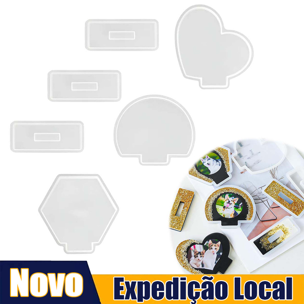 3/6 Peças moldes de resina de moldura 3D, moldes de resina epóxi coração de amor, faça você mesmo, decoração de casa