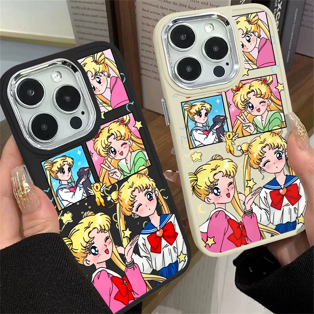 Sailor Moon Caso Para iPhone 17 Pro MAX 13 12 11 16 15 14 Plus 11Pro XS XR X Chapeamento Lente Fosco Capa Macia PengRui em Oferta na Shopee