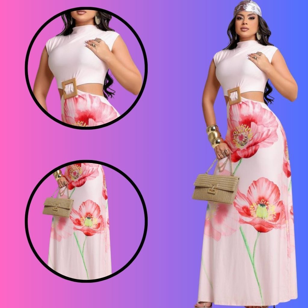 Vestido Longo Feminino Festa Estampado Verão Elegante e Casual Shopping