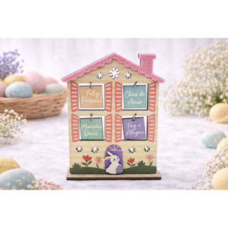 Plaquinha Decorativa de Páscoa Casinha em MDF e Feltro Enfeite Mesa Casa em Oferta na Shopee