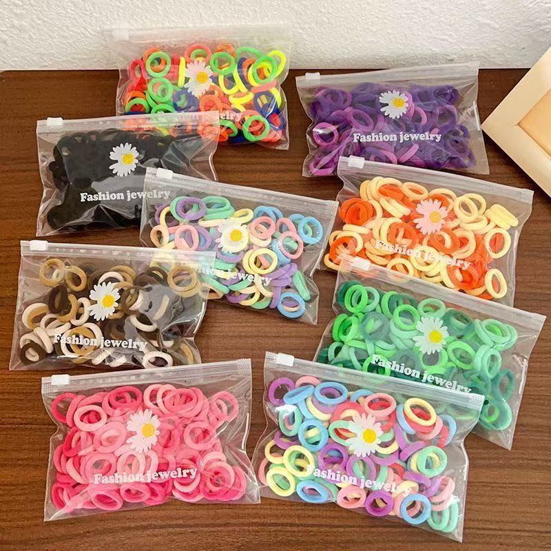 100 Peças Faixas De Cabelo Elásticas Fofas Para Meninas Mini Tiara De Nylon Colorida Acessórios De Rabo De Cavalo em Oferta na Shopee