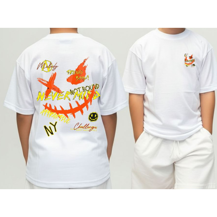 STREETGANG Camiseta Infantil Streetwear Malha 30.1 100% Algodão Camisa Juvenil Estilosa Never Mind