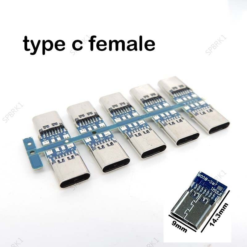 usb 3.1 Tipo c Conectores Fêmea Jack Cauda Plug Terminais Elétricos Soldagem DIY Cabo De Dados Suporte Placa PCB BRK1