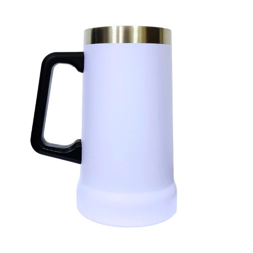 Copo Caneca Térmica 710ML Aço inox, COR BRANCO Para Chopp, Cerveja