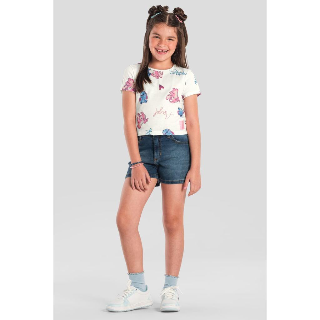 Blusa infantil menina do Stitch cropped Brandili 12