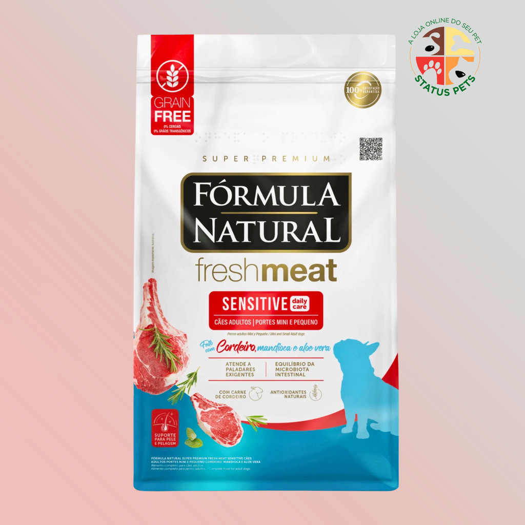 10Kg Ração Fórmula Natural Fresh Meat Sensitive Cães Adultos Portes Mini e Pequeno