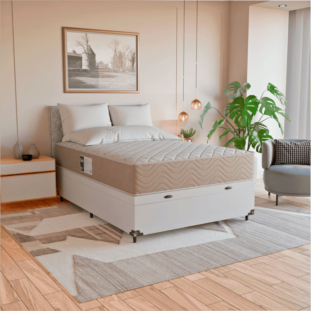 Cama Box Baú Casal + Colchão Ortopédico Prime D45 138x188cm · foto 2