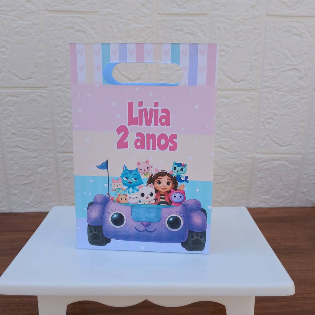 PEGUE E MONTE FESTA ANIVERSARIO Lembrancinha Sacolinha PP Personalizada Boca de Palhaço CASA MAGICA DA GABBY GABI