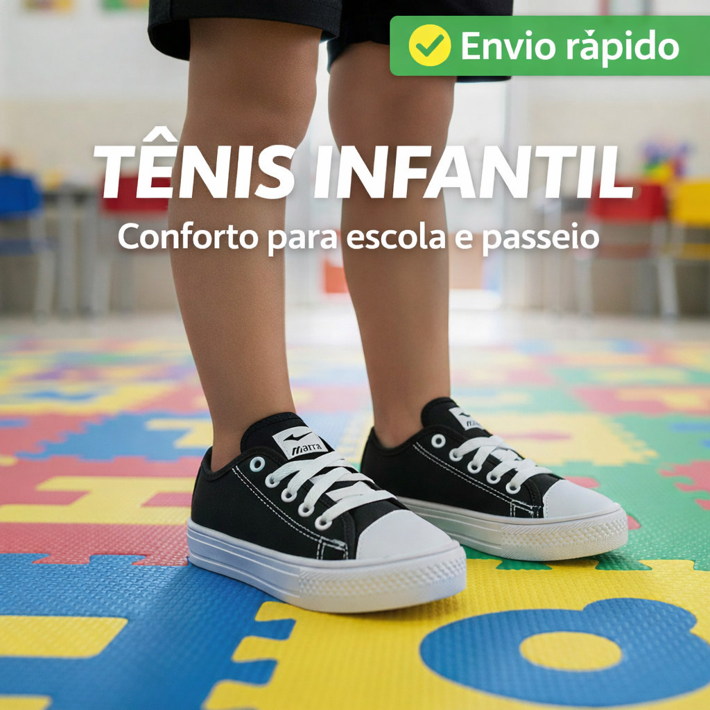 Tênis Infantil Casual Cano Baixo Marra Unissex | Confortável para Escola e Dia a Dia | Envio Rápido em Oferta na Shopee