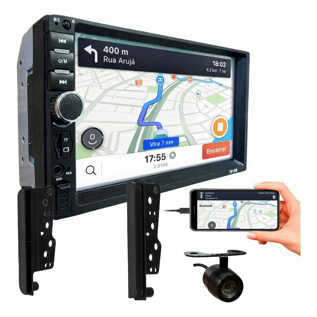 KIT CENTRAL MULTIMIDIA MP5 7 POL CÂMERA DE RÉ HILUX SW4 2005 A 2015 em Oferta na Shopee