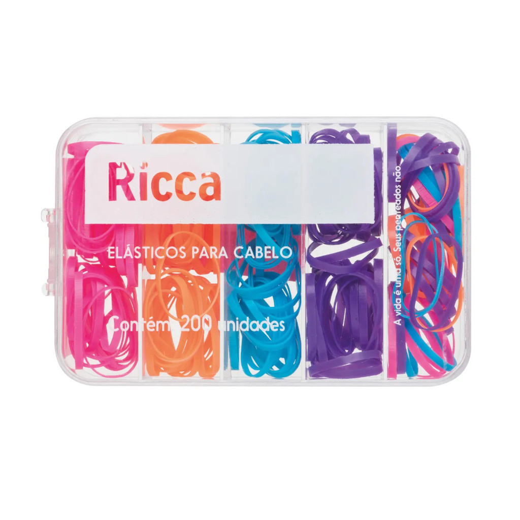 ELASTICOS COLORIDOS 200PCS COM CASE RICCA 3345 em Oferta na Shopee