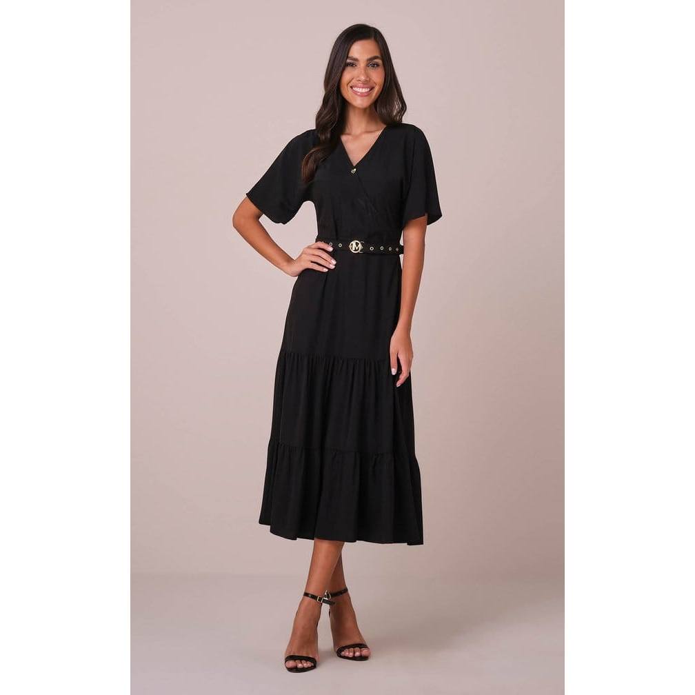 Vestido Emanuelly Em Crepe Maresia preto Tatá Martello -5884