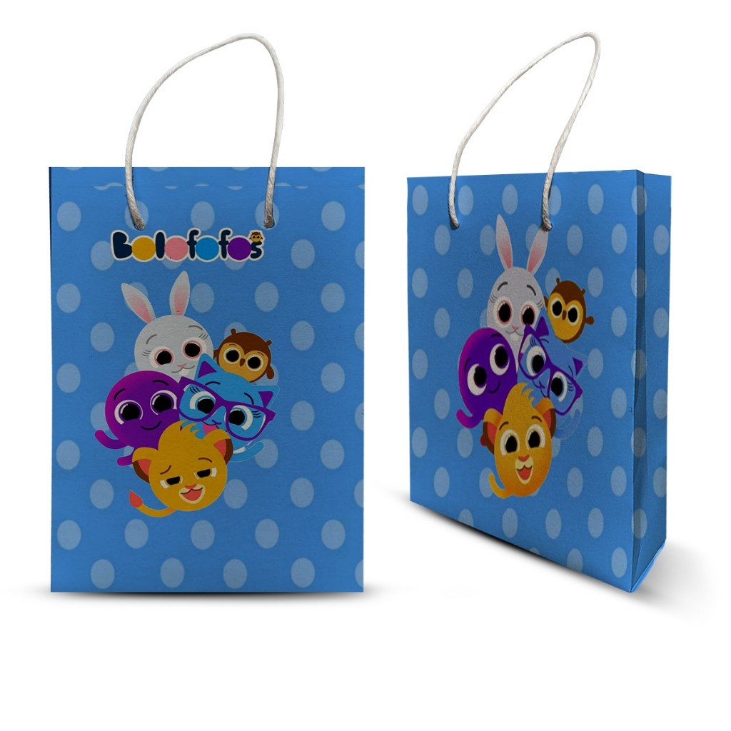10 SACOLINHA PERSONALIZADA TEMA BOLOFOFO AZUL  LEMBRANCINHA MILK DE FESTA