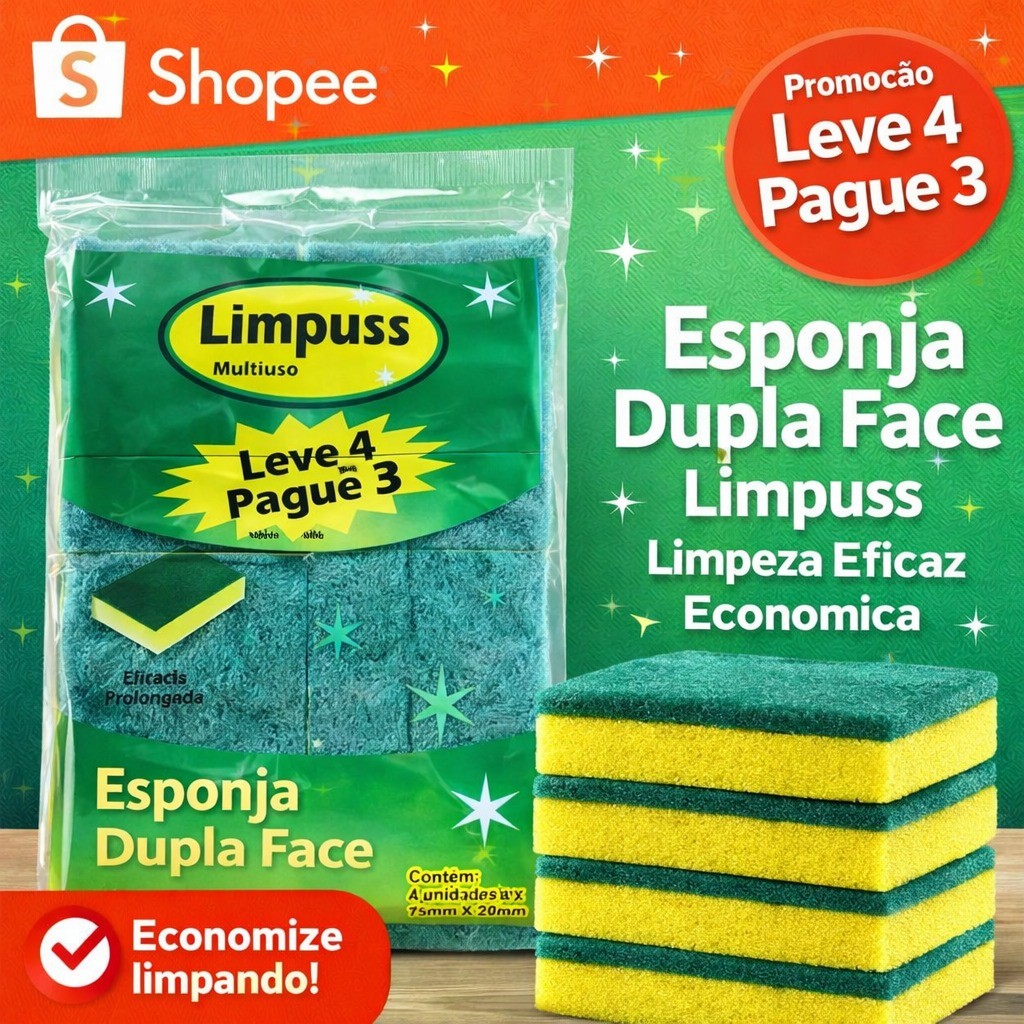 Kit 20 Bucha Esponja de Lavar Louça Média Limpeza Multiuso