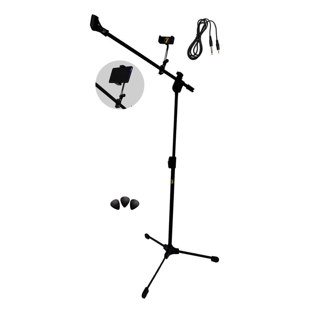 Suporte Pedestal Tripe Microfone Sound7 Suporte Celular Cabo
