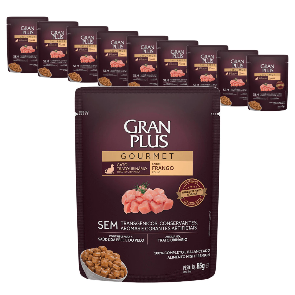 Ração Úmida Granplus Gatos Adultos Trato Urinário Sabor Frango - 85g - KIT 10 unids.
