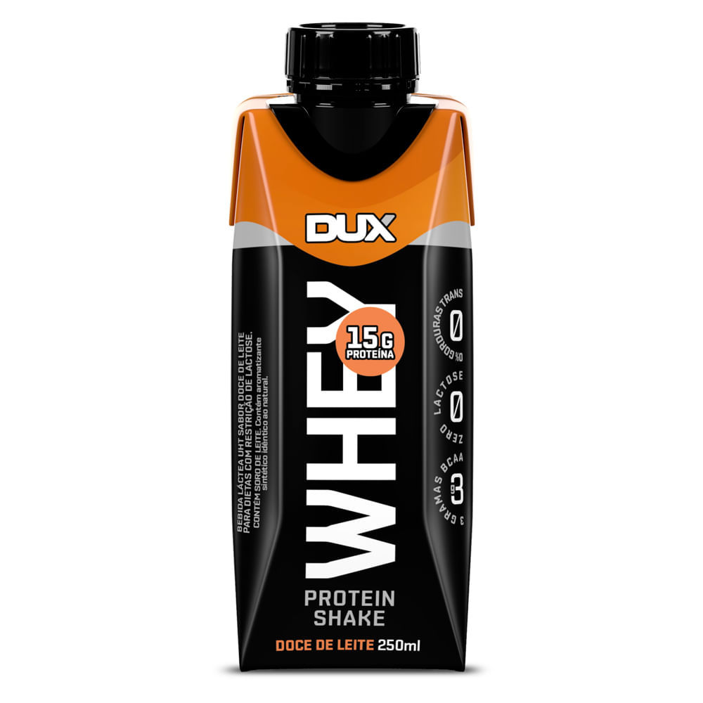 Bebida Láctea UHT Whey Protein Shake Dux Sabor Doce de Leite com 15g de Proteína 250ml em Oferta na Shopee