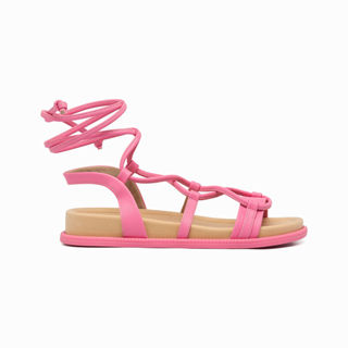 Sandália Anali Rasteira Rosa Chiclete em Oferta na Shopee