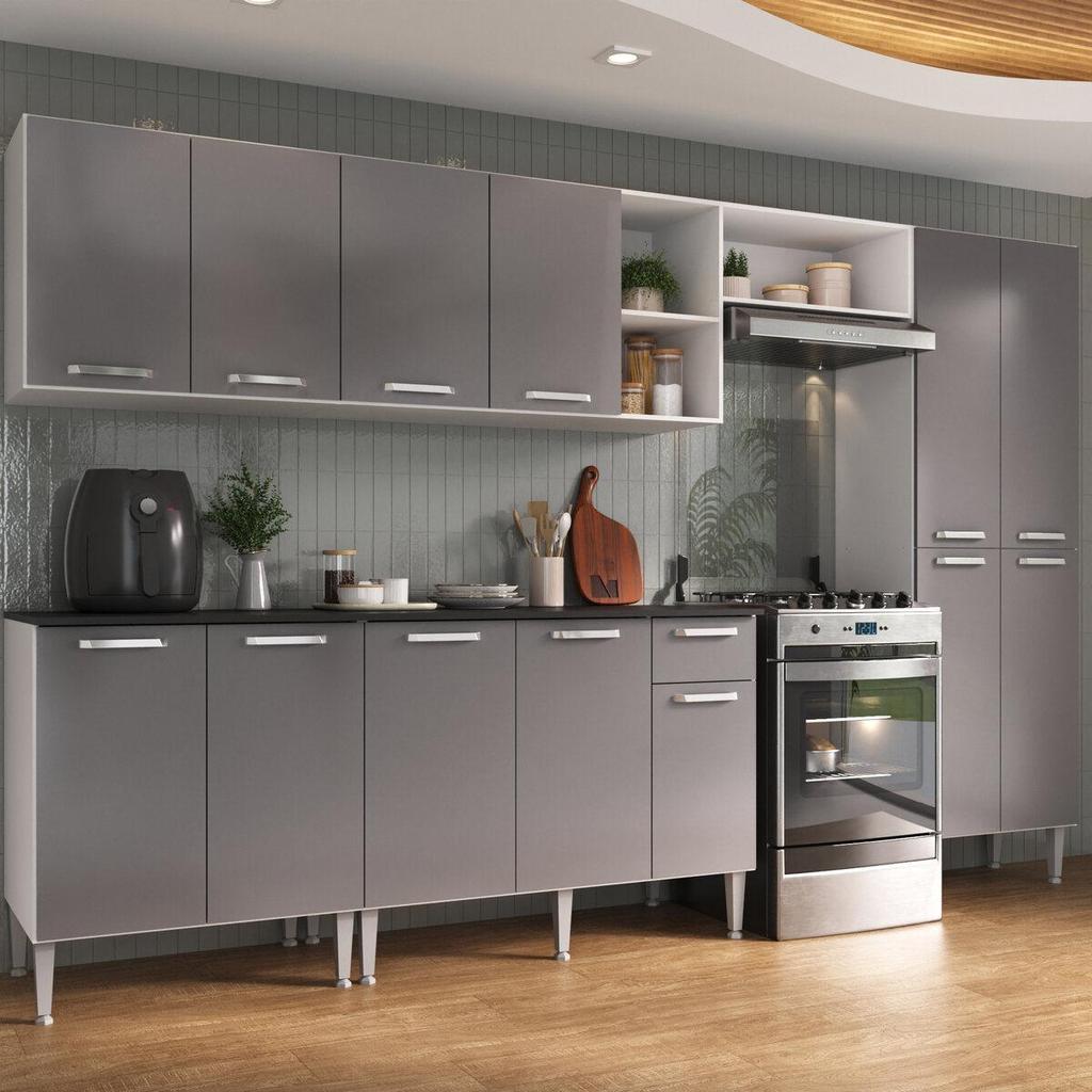 Armário Cozinha Modulada Completa 298cm Pequim Top Multimóveis MP3770