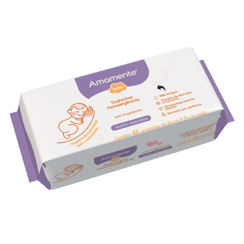 Toalhinhas Umedecidas Amamente Baby Recém Nascido Sem Fragrância 48 Unidades em Oferta na Shopee