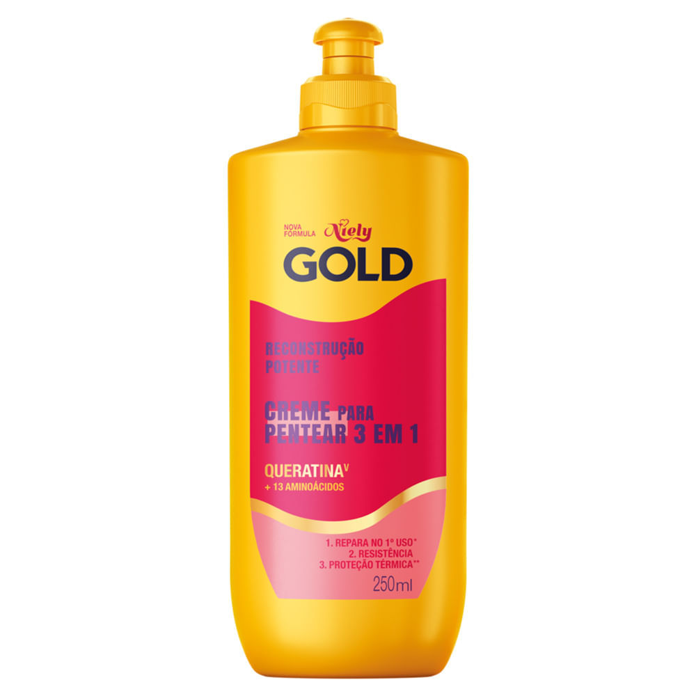 Creme de Pentear Niely Gold 3 em 1 Reconstrução Potente 250ml em Oferta na Shopee