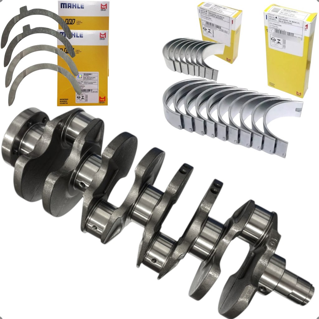 Kit Eixo Virabrequim + Bronzinas e Arruelas Mahle Gol Fox Polo Saveiro Voyage Golf 1.6 8V EA111