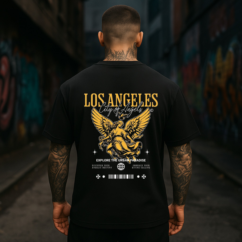 Camiseta Oversized Streetwear Masculina Los Angeles City BOLD TEXTIL . casual, academia. casual, academia.