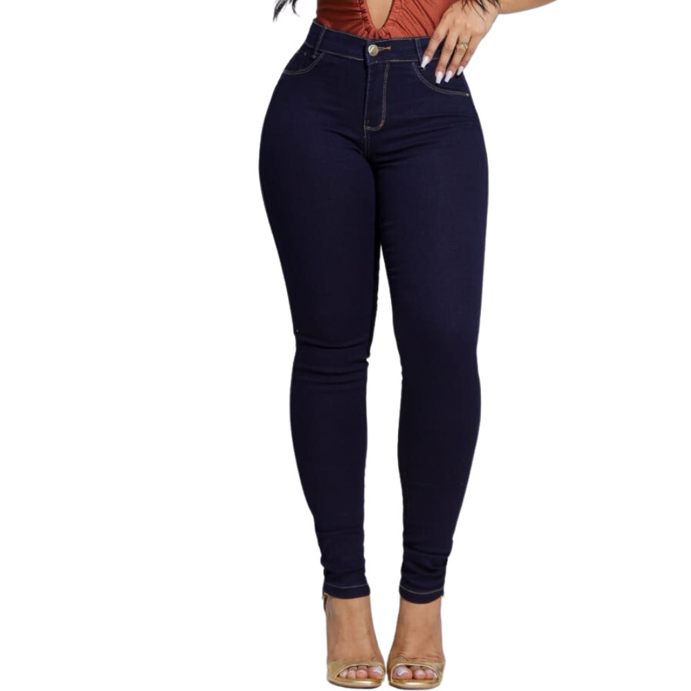 Calça Jeans Cintura Alta Azul Escura Cintura Alta Skinny