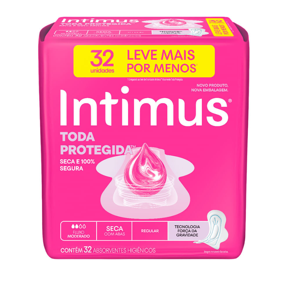 Absorvente Intimus Gel Tripla Proteção Seca Com Abas 32 Unidades em Oferta na Shopee