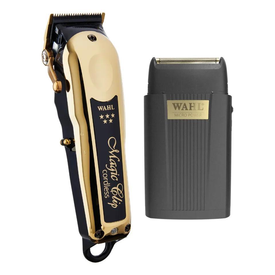 Kit Wahl Sem Fio Magic Clip Gold + Micro Power Shaver 127/220v