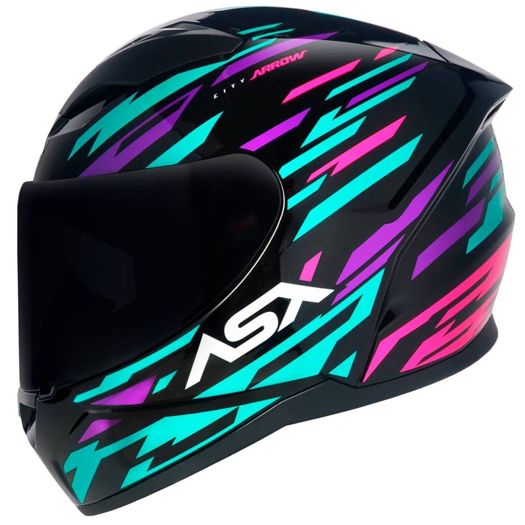 Capacete Asx City Arrow Preto Roxo Brilhante Thiffany